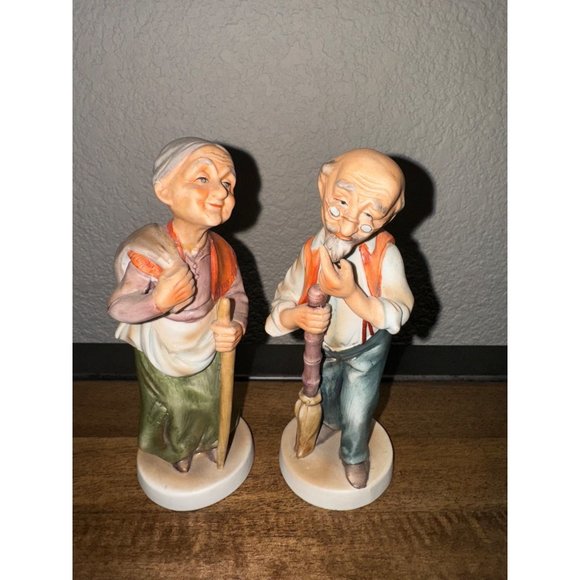 Vintage Dabs Japanese Asian Figurines of Old Man and Woman #D3058 - Picture 1 of 4